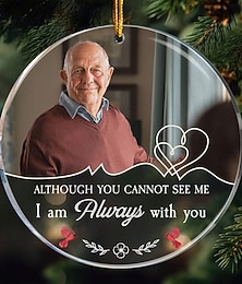 ieftine -Ornamente foto personalizate de Crăciun, memorial personalizat, sunt mereu cu tine, decor acrilic 2D, brad de Crăciun, decorațiuni de Crăciun, pandantiv agățat, cadouri