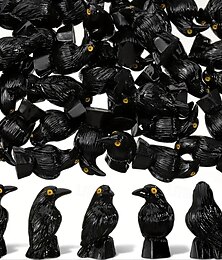 economico -50 mini statuette di corvo bianco e nero con base in piedi, decorazioni gotiche di Halloween adatte per Halloween, Natale, regali per il giorno del Ringraziamento