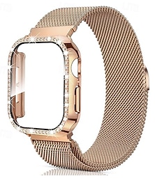 economico -Cinturino a maglia milanese Compatibile con Cinturino dell'Apple Watch 38mm 40mm 41mm 42mm 44mm 45mm 49mm con Custodia Glitter Diamante Bling Acciaio inossidabile Cinturino di ricambio per iwatch