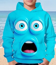 abordables -Sweat à capuche à manches longues pour garçons, imprimé 3D, drôle de dessin animé, visage souriant, mode automne-hiver, streetwear, enfants de 4 à 12 ans, à capuche, extérieur, décontracté, quotidien,