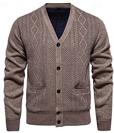 abordables -Homme Pull Gilet Cardigan Côtelé Tricoter Hauts Réguliers Tricoté Uni Col en V Vacances Mode Occasionnel Tenue quotidienne Vêtement Tenue Printemps & Automne Rouge Bordeaux Gris Claire L XL 2XL