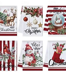economico -6 strofinacci da cucina natalizi – strofinacci ultra morbidi e assorbenti con disegni di pupazzi di neve e renne – decorazioni natalizie vintage con cartoni animati per cucina e bagno, set regalo