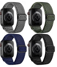 お買い得  -4パック スポーツバンド と互換性があります Apple Watch ウォッチバンド 38mm 40mm 41mm 42mm 44mm 45mm 49mm 編み 伸縮性 高通気性 ナイロン 交換用時計バンド のために iwatch Ultra 2 Series 9 8 7 SE 6 5 4 3 2 1