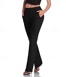 abordables -Femmes Dress Pants works Slacks Streetwear Occasionnel Longueur complète Naturel Uni Avec Poches Taille Élastique Confortable Rue Fête Tenue quotidienne Rouge bordeaux Gris foncé Bleu ciel clair Noir