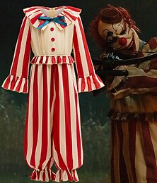 abordables -Joker Clown Halloween Costume Combinaison Clown dans un champ de maïs Horreur Déguisement effrayant Enfant Unisexe Garçons Fille Halloween Carnaval Soirée Déguisements d'Halloween faciles Se déguiser
