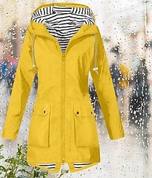 economico -Per donna Trench Caldo Confortevole Cerniera Tasca Moda All'aperto Semplice Uscire Weekend Cerniera Regolare Con Cappuccio Vestibilità regolare Manica Lunga Capispalla Giallo Rosa Verde scuro Autunno