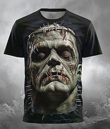 economico -Halloween Per uomo Zombi 3D Maglietta Manica Corta maglietta Stampa 3D Girocollo Camicia Esagerato Designer Orrore Feste Streetwear Ferie Nero 1 Nero 3 Nero 2 Estate Primavera Tutte le stagioni