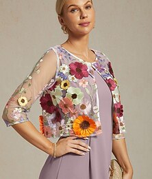 economico -Per donna Top in pizzo Elegante Tropicale Girocollo Arcobaleno Estate