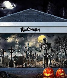 Недорогие -Halloween Крышка гаражной двери Большое Подвесное Скелет Кладбище Темный панк-готика Вечеринка На открытом воздухе Фоны для съемки Ярд (0,9 м) Дом с привидениями Украшения Стена Дверь Фон