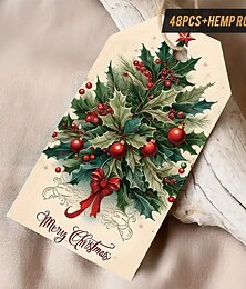 economico -48 etichette regalo natalizie vintage con spago, eleganti decorazioni natalizie per la casa, gli amici e lo scambio di regali in ufficio, stile rustico classico per confezioni natalizie, decorazioni