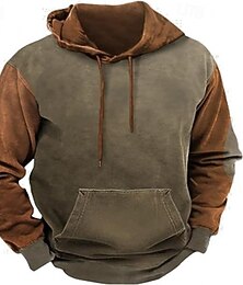 abordables -Hombre Sudadera Sudadera Con Capucha Verde Ejército Con Capucha Plano Retazos Bloque de Color Deporte Casual Diario Ropa de calle Fresco Ropa deportiva Primavera & Otoño Ropa Sudaderas con capucha