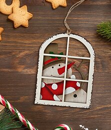 economico -6/10/20 pezzi di ornamenti natalizi in legno da appendere, decorazioni creative stampate con Babbo Natale e pupazzo di neve, decorazioni festive da appendere per interni per l'albero di Natale, feste