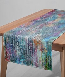 abordables -1PC Chemin de table graffiti mural coloré - Nappe rectangulaire imprimée numériquement pour restaurant banquet décoration de fête (33x180cm/13x70.5in)