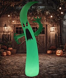 economico -1 pz 2,96 m/9,71 piedi Halloween fantasma RGB LED con luce PVC gonfiabile modello aria batteria AAA telecomando controllo cortile esterno prato giardino festa Halloween festival atmosfera luce