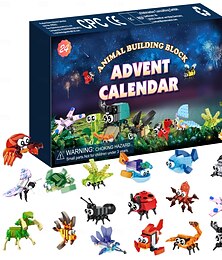 お買い得  -クリスマスアドベントカレンダー 動物ブロック 2025、24日間カウントダウン DIY 組み立ておもちゃセット、子供用 男の子 女の子用 ホリデーギフトボックス