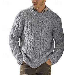 abordables -Homme Pull Pull Tricoté Côtelé Tricoter Hauts Réguliers Tricoté Uni Col ras du cou Mode Basique Vacances Tenue quotidienne Vêtement Tenue Automne Hiver Noir Blanche M L XL