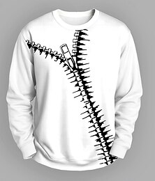 economico -Per uomo 3D Cerniera Felpa Moda Quotidiano Girocollo Vacanza Feste Regalo Nero Bianco Girocollo 3D Autunno Inverno progettista