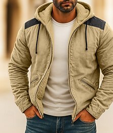 abordables -Homme Sweat à capuche Sweat à capuche zippé intégral Sweat à capuche en polaire Sweat à capuche doublé en polaire Bleu Marron Vert Kaki À capuche Uni Patchwork Bloc de Couleur Sport & Loisir