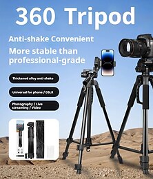 お買い得  -アルミ合金製カメラ付き携帯電話三脚 64インチ 軽量 DSLR 三脚 カメラスタンド ユニバーサル電話クリップ付き Vlog 撮影 ライブ放送 屋外 旅行 イベント インタビュー 写真 ビデオ用