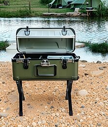 abordables -1 support pliable en alliage d'aluminium - support de camping portable réglable pour barbecue, pêche, bagages &équipement - conception légère et durable avec pieds noirs robustes, forme pliable