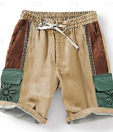 ieftine -Bărbați Soare Imprimare 3D Pantaloni Scurți Pantaloni scurți de vară Pantaloni scurți casual Talie medie Designer Stilul etnic Retro / vintage Casual Zilnic Concediu Cordon Buzunar Talie elastică