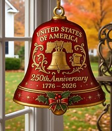 levne -Vánoční zvonek k 250. výročí Spojených států, zlatý kovový pamětní zvonek ve vintage stylu, pro vlastenecké svátky.