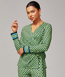 abordables -Femmes Féminin Chemise boutonnée Chemise Décontractée Arbre Rayé Occasionnel Tee-shirt Vert Broderie Boutons Manche Courte Élégant Bohème Vacances Col de chemise Été