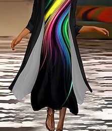 economico -Per donna Insieme del vestito Abito a Tubino Abito Estivo Casual Ombre Grafico Stratificato Stampato Abito Midi Manica 3/4 Girocollo Quotidiano Nero Bianco Verde Primavera Autunno Vestibilità regolare