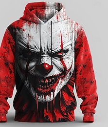 economico -Halloween Per uomo Burlone 3D Felpa con Cappuccio Felpa Punk Esagerato Girocollo Club Abbigliamento casual alla moda Rosso Grigio Coulisse Autunno Inverno progettista