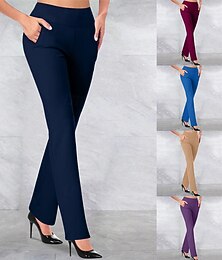 olcso -Női Széles lábszár Nadrág Utcai sikk Alkalmi Teljes hossz Magas derekú Sima Rugalmas derék Kényelmes Utca Szabadság Hétköznapi viselet Mély bíbor Azúr Tengerészkék Fekete Ősz Normál