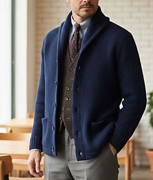 preiswerte -Herren Pullover Strickjacke Gerippt Stricken Cropped Strick V Ausschnitt Ausgehen Wochenende Bekleidung Winter Herbst Schwarz Armeegrün M L XL
