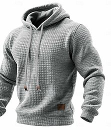 abordables -Homme Sweat à capuche Sweat à capuche gaufré Abricot Noir Blanche Gris Clair Gris foncé À capuche Uni Texturé Sport & Loisir Occasionnel Quotidien Streetwear Frais Vêtements de sport Printemps