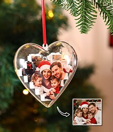 abordables -Adorno navideño con rompecabezas de foto personalizado, bola colgante con foto de recuerdo de Navidad personalizada, regalo de recuerdo único para la decoración del árbol de Navidad