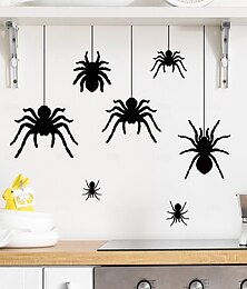 お買い得  -ハロウィンの面白いクモのウォールステッカー、寝室やリビングルームのショーウィンドウに貼る不気味なクモのデカール、不気味なパーティーの飾り