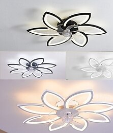 preiswerte -Deckenventilator mit Lichtfernbedienung, schwarzer moderner Blumen-Deckenventilator mit Licht, flacher Deckenventilator zur Unterputzmontage für Küche, Schlafzimmer, Wohnzimmer