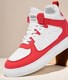 abordables -Baskets à lacets rouges et blanches pour hommes avec contraste tendance, chaussures de sport légères pour le sport, les événements décontractés et les modes de vie actifs