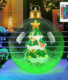 baratos -Bola de Natal Inflável de 55CM controle remoto de luz LED colorida para jardins internos e externos encontros luzes decorativas adereços árvores de Natal Papai Noel