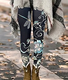 abordables -Femmes Slacks Leggings Leggings confortables Vacances ancien Streetwear Longueur complète Naturel Fleuri Graphique Animal Taille Élastique Imprimé Confortable Extérieur Haute Élasticité Extérieur