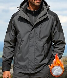 abordables -Hombre chaqueta impermeable Chaqueta térmica Chaqueta 3 en 1 Al aire libre Térmico Impermeable Resistente al Viento Templado Trajes de senderismo Ropa de senderismo Invierno Otoño Camiseta Pesca