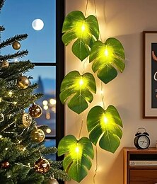 economico -Luci natalizie a forma di favola, ghirlanda di foglie di palma, 3 m, 20 LED, adatte per feste di Capodanno, tema giungla, matrimoni, compleanni, casa, balcone, giardino, decorazione per finestre
