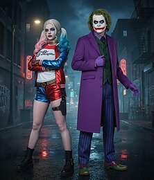 abordables -Joker Tenues Costumes de Groupe pour Couples d'Halloween Robe Elégante Déguisement Sexy for Fille Enfant Adulte Halloween Journée des enfants