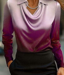 ieftine -Pentru femei Cămașă Grafic Geometric Abstract Elegant Stilat Casual Manșon Lung Glugă Gât Topuri obișnuite Muncă Îmbrăcăminte de seară de petrecere Zilnic Zdrobit Decorat Albastru piscină Mov Roșu și