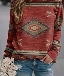 levne -Dámské Svetrová mikina Kapucky Grafika Geometrický Módní Na běžné nošení Dlouhý rukáv Tričkový Běžné topy ulice Na den Ležérní Tisk Fialová Podzim Zima