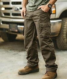 preiswerte -Herren Cargo-Hosen Hose Elastischer Bund Knöpfe Mehrere Taschen Einfach tragbar Outdoor Täglich Campen und Wandern Mode Klassisch Armee-Gelb Schwarz