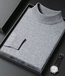 abordables -Homme Pull Côtelé Tricoter Hauts Réguliers Tricoté Coupe ajustée Uni Col roulé Tricots Contemporain Occasionnel Tenue quotidienne Vêtement Tenue Automne Chameau Noir M L XL