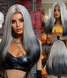 levne -Syntetická krajková paruka Volný Styl 18 inch Tmavě šedá Střední část U část Paruka Dámské Paruka stříbrošedá