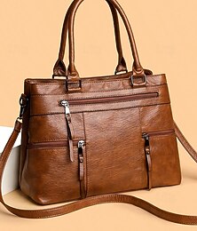 abordables -Grand sac fourre-tout à bandoulière en similicuir pour femme avec plusieurs poches, sac à main élégant pour le travail, les voyages et l'utilisation quotidienne
