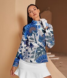 voordelige -Dames Golfjassen Blauw Lange mouw Kleding Bovenlichaam Dames golfkleding kleding outfits draag kleding