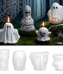 abordables -Moules à bougies fantômes d'Halloween, moules blancs en forme de fantôme, moules en silicone pour gâteaux, savons, bonbons, chocolat, pour l'artisanat fait main, décoration de fête de mariage