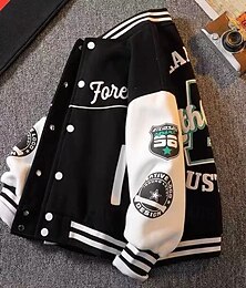 billiga -Barn Unisex Baseballjackor Ytterkläder Färgblock Långärmad Komfort Knappar Mjukt Täcka Utomhus Mode Dagligen Svart Grön Vår Höst 4 år +